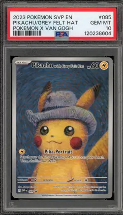 Pokemon Pikachu with Grey Felt Hat Van Gogh Full Art Promo SVP EN 085 PSA 10 - Image 1