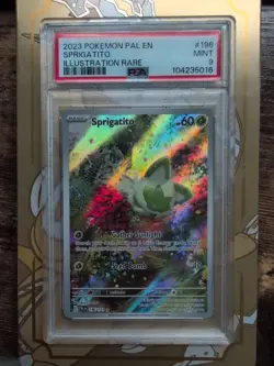 Pokemon TCG Sprigatito Holo Card Scarlet & Violet Paldea Evolved 196/193 PSA 9 - Image 1