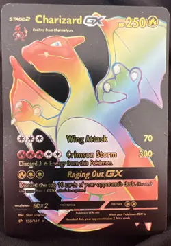 Pokemon Card TCG Charizard GX 150/147 Rainbow Secret Rare Burning - Image 1