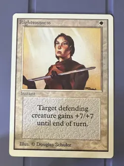 Magic the Gathering MTG Unlimited Righteousness NM- (Beta Bob) - Image 1