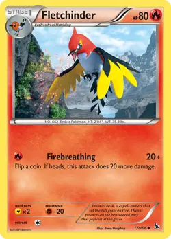 Pokemon Fletchinder 17/106 Flashfire Non Holo Uncommon NM - Image 1