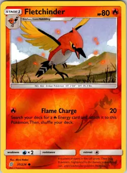 Fletchinder 31/236 SM - Unified Minds Pokemon TCG NM Reverse Holo - Image 1
