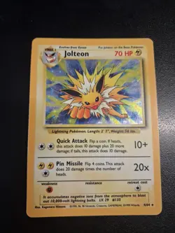 Pokemon TCG Jolteon Jungle 4/64 Holo Rare No Symbol Misprint Moderate Play - Image 1