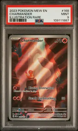 2023 POKEMON MEW EN-151 ILLUSTRATION RARE #168 CHARMANDER PSA 9 - Image 1