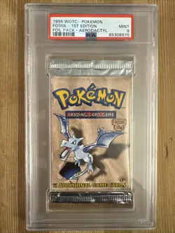 Pokemon Aerodactyl Fossil 1st Edition Booster Pack Graded PSA 9 MINT - Image 1