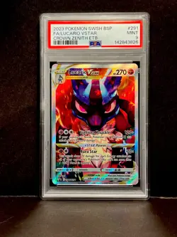 2023 POKEMON SWSH BLACK STAR PROMO #291 FULL ART/LUCARIO VSTAR PSA 9 - Image 1