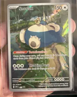 Pokemon TCG Snorlax 151 Promo Card Pinched Layer Error Otherwise Near Mint - Image 1
