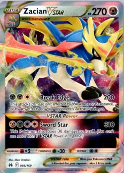 Pokemon TCG Zacian VSTAR 096/159 Crown Zenith Ultra Rare Holo NM (SKU 1-3) - Image 1