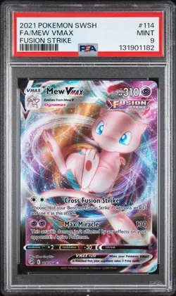2021 Pokemon Sword & Shield Fusion Strike #114 Fa/Mew Vmax Fusion Strike PSA 9 - Image 1
