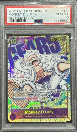 One Piece Monkey D. Luffy Alt Art OP05-119 SEC PSA 10 Gem Mint English Gear 5 - Image 1