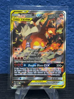 Pokemon Reshiram & Charizard GX SM201 Sun & Moon Black Star Promo Holo Card - Image 1