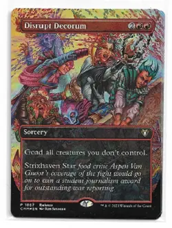 MTG magic cards 1x Disrupt Decorum - Foil full art promo release Unique & Misc P - Image 1