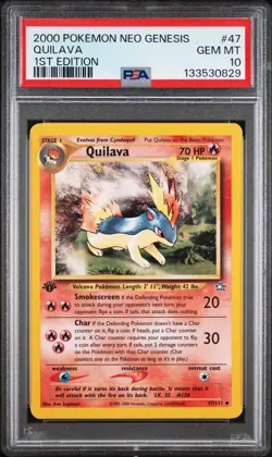 2000 POKEMON NEO GENESIS 1ST ED #47 QUILAVA PSA 10 - Image 1