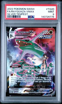 2022 POKEMON SWORD & SHIELD SILVER TEMPEST #TG20 FULL ART/RAYQUAZA VMAX PSA 9 - Image 1