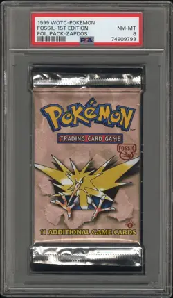 PSA 8 - 1999 WOTC Pokemon Fossil 1st Edition Zapdos Pack NM-Mint! - Image 1