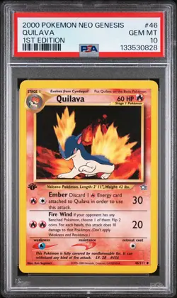 2000 POKEMON NEO GENESIS 1ST ED #46 QUILAVA PSA 10 - Image 1