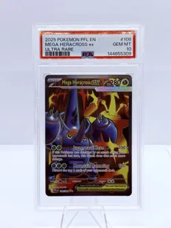 2025 POKEMON PFL EN-PHANTASMAL FLAMES ULTRA RARE #108 MEGA HERACROSS EX PSA 10 - Image 1