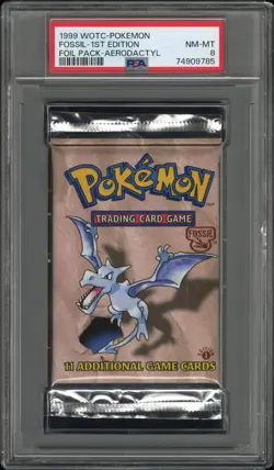PSA 8 - 1999 WOTC Pokemon Fossil 1st Edition Aerodactyl Pack NM-Mint! - Image 1