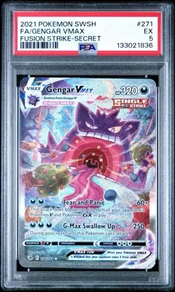2021 POKEMON SWORD & SHIELD FUSION STRIKE SECRET #271 FULL ART/GENGAR VMAX PSA 5 - Image 1