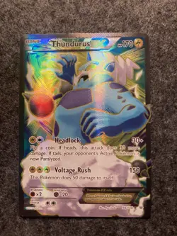Pokemon TCG Thundurus EX (98 Full Art) 98/108 Roaring Skies Ultra Rare Holo - Image 1