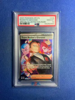 2025 POKEMON DRI EN-DESTINED RIVALS #238 TEAM ROCKET'S GIOVANNI PSA 10 - Image 1