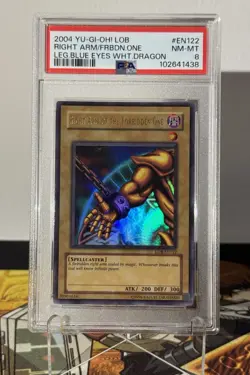 Yugioh Right Arm of The forbidden One LOB-EN122 Ultra Rare PSA 8 - Image 2