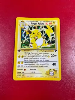 Lt. Surge's Raichu 11/132 Gym Challenge Holo First Edition Pokemon Card - Image 1