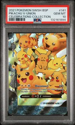 2021 POKEMON SWSH PROMO CELEBRATIONS COLLECTION #141 PIKACHU V-UNION PSA 10 - Image 1