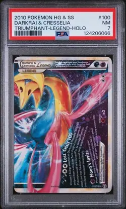 PSA 7 - 2010 POKEMON TRIUMPHANT-LEGEND DARKRAI & CRESSELIA #100 BOTTOM HOLO - Image 1