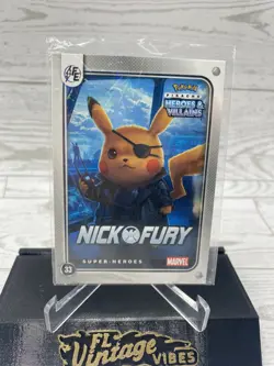 Pikachu as Nick Fury #33 Lazer Holo Marvel Heroes & Villains Non-Pokemon Fan Art - Image 1
