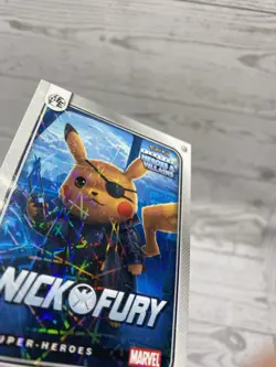 Pikachu as Nick Fury #33 Lazer Holo Marvel Heroes & Villains Non-Pokemon Fan Art - Image 5
