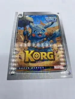 Pikachu as Korg #77 Lazer Holo Marvel Heroes & Villains (Non-Pokemon Fan Art) - Image 5