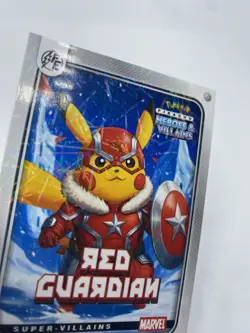 Pikachu as Red Guardian Lazer Holo Marvel Heroes & Villains Non-Pokemon Fan Art - Image 2