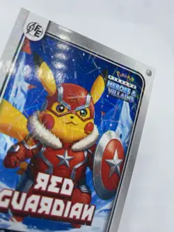 Pikachu as Red Guardian Lazer Holo Marvel Heroes & Villains Non-Pokemon Fan Art - Image 3