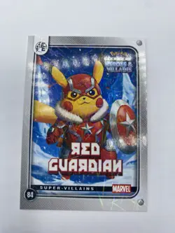Pikachu as Red Guardian Lazer Holo Marvel Heroes & Villains Non-Pokemon Fan Art - Image 4