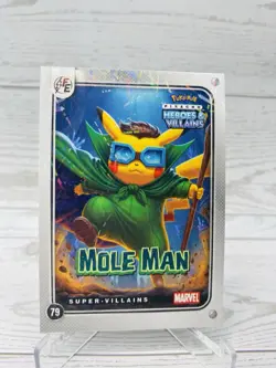 Pikachu as Mole Man Lazer Holo Marvel Heroes & Villains (Non-Pokemon Fan Art) - Image 1