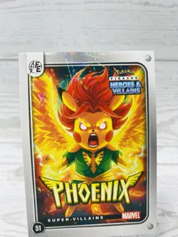 Pikachu as Phoenix #51 Lazer Holo Marvel Heroes & Villains (Non-Pokemon Fan Art) - Image 1
