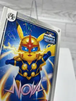 Pikachu as Nova #82 Lazer Holo Marvel Heroes & Villains (Non-Pokemon Fan Art) - Image 3