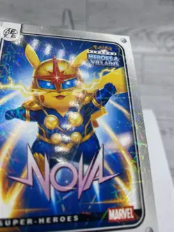 Pikachu as Nova #82 Lazer Holo Marvel Heroes & Villains (Non-Pokemon Fan Art) - Image 4