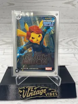 Pikachu as Black Widow Lazer Holo Marvel Heroes & Villains Non-Pokemon Fan Art - Image 1