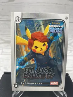 Pikachu as Black Widow Lazer Holo Marvel Heroes & Villains Non-Pokemon Fan Art - Image 2