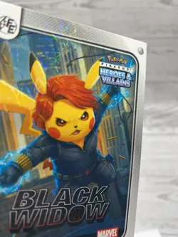 Pikachu as Black Widow Lazer Holo Marvel Heroes & Villains Non-Pokemon Fan Art - Image 3