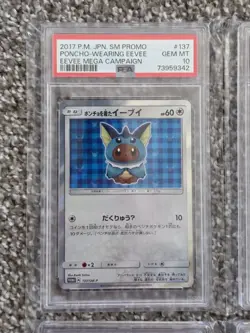 2017 Pokemon Poncho Wearing Eevee RARE COMPLETE PSA 10 LOT SET Japanese Promo - Image 2