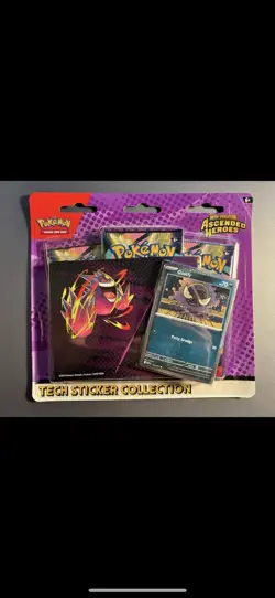 Pokemon Ascended Heroes 3 Pack Tech Sticker Collection Gastly New Sealed In-Hand - Image 1
