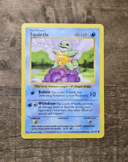 1999 Pokemon TCG - Squirtle - Base Set - Shadowless - MP - 63/102 - Image 1
