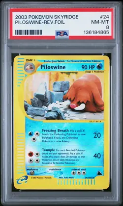 2003 POKEMON SKYRIDGE #24 PILOSWINE-REVERSE FOIL PSA 8 - Image 1
