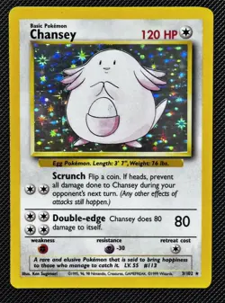 Pokemon Card Chansey 3/102 Holo - Base Set Original 1999 WOTC Rare - NM/LP - Image 1