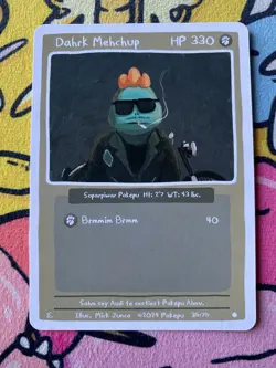 Pokepu - Dahrk Mehchup (Dark Machop) - Derpy Pokemon Parody / Fan Art Card - Image 1