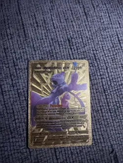 Mewtwo & Mew GX Premium Gold Foil Fan Art Textured Collector Pokemon 71/236 - Image 1