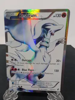 Pokemon Reshiram Black & White Ultra Rare Full Art Holo 113/114 Basic 130 NM - Image 1